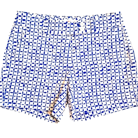 Vineyard Vines Blue Tie Dye Ikat Square Print Shorts Size 0 NWT - Picture 1 of 11